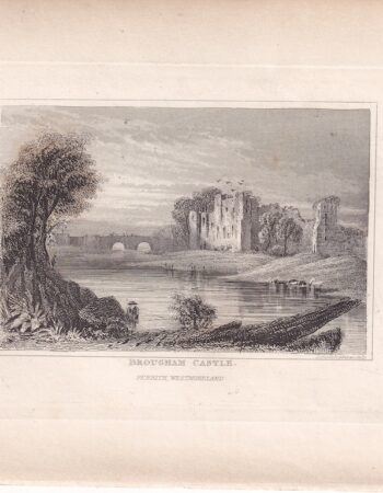 Antique Engraving Print, Brougham Castle, 1840 ca.