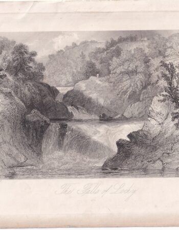 Antique Engraving Print, The Falls of Lochy, 1845 ca.