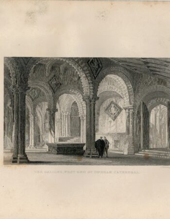 Antique Engraving Print, The Galilee West End of Durham Cathedral, 1830