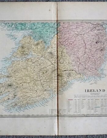 Antique Map, Ireland, engraved by J.& C. Walker, 1860 ca.