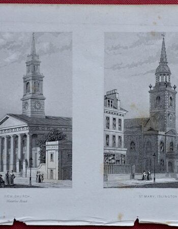 Antique Engraving Print, New Church; St. Mary Islington, 1850