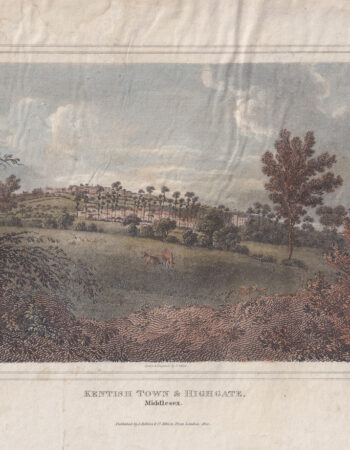 Antique Engraving Print, Kentish Town & Highgate, Middlesex, 1820