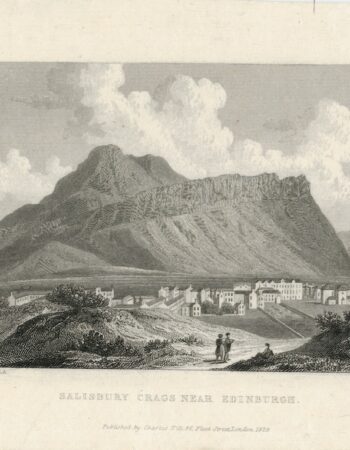 Antique Engraving Print, Salisbury Crags near Edinburgh, 1829