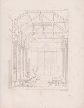 Antique Engraving Print, etched by J.H. Le Keux, 1870 ca.