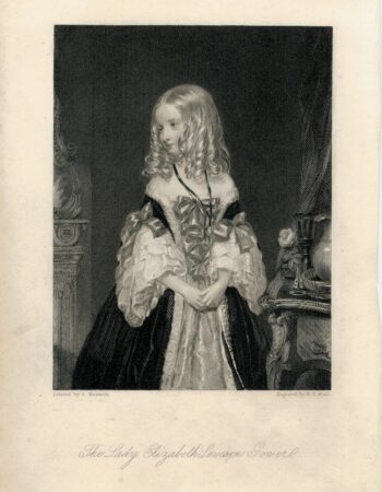 Antique Engraving Print, The Lady Elizabeth Seveson Gonver, 1860 ca.