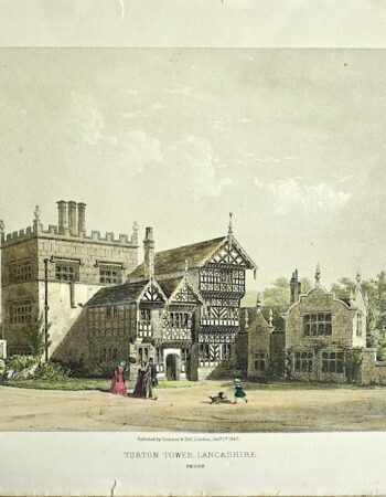 Antique Engraving Print, Turton Tower Lancashire, 1845