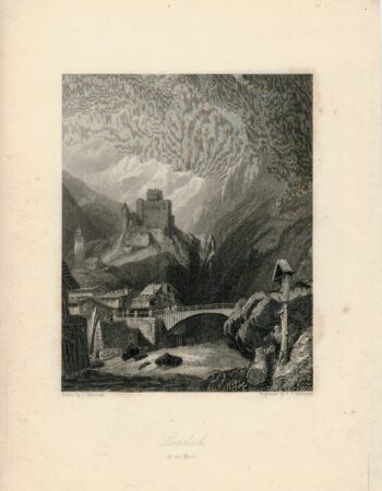 Antique Engraving Print, Landech in the Tyrol, 1830