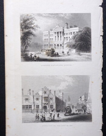 Antique Engraving Print, Licensed Victuallers' School; School for the Indigent Blind, 1850