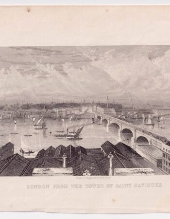 Antique Engraving Print, London from the Tower of Saint Saviour's, 1850