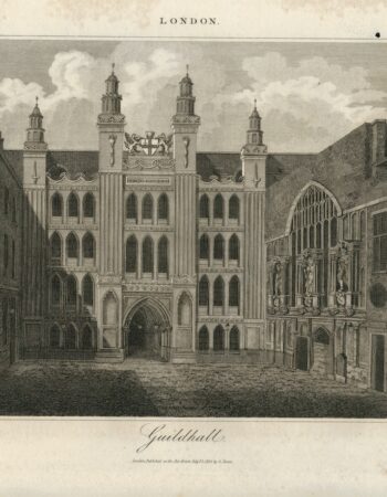 Antique Engraving Print, Guildhall, 1814