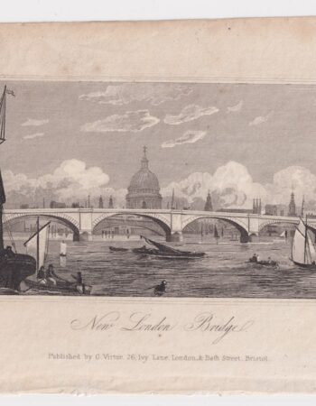 Antique Engraving Print, New London Bridge, 1830 ca.