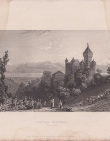 Antique Engraving Print, Chateau Wufflens, 1834