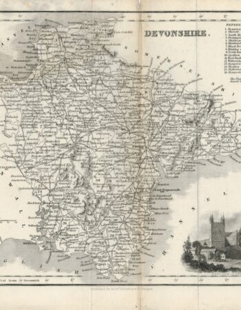 Antique Map of Devonshire, Fullarton & Co, 1840 ca.