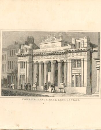 Antique Engraving Print, Corn Exchange Mark Lane, London, 1838