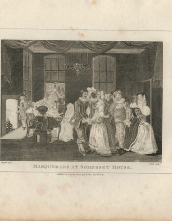 Antique Engraving Print, Masquerade at Somerset House, 1806
