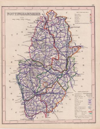 Antique Map, Nottinghamshire, 1840