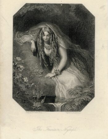 Antique Engraving Print, The Fountain Nymph, 1830 ca.