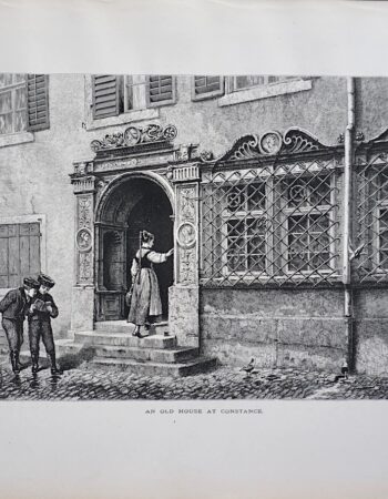 Antique Print, An Old House at Constance, 1870
