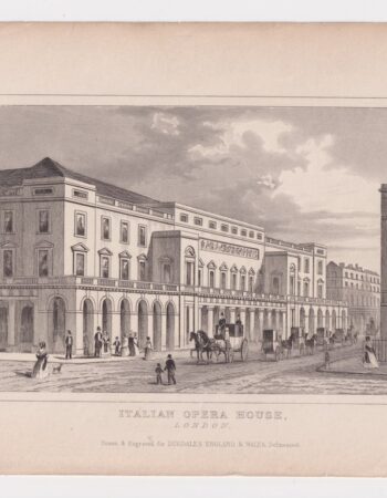 Antique Engraving Print, Italian Opera House, London, 1840 ca.