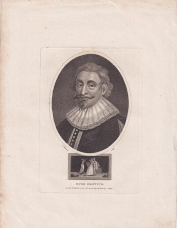 Antique Engraving Print, Hugo Grotius, 1806