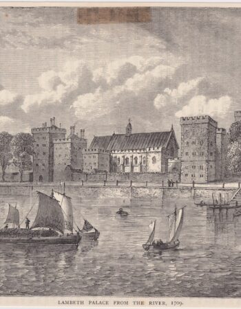 Antique Print, Lambeth Palace from the River, 1880