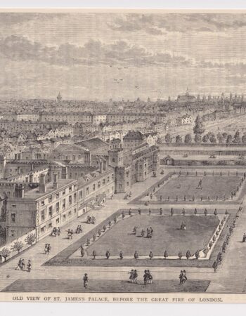 Antique Print, Old View of St. James's Palace... 1880