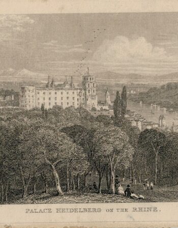 Antique Engraving Print, Palace Heidelberg on the Rhine, 1850