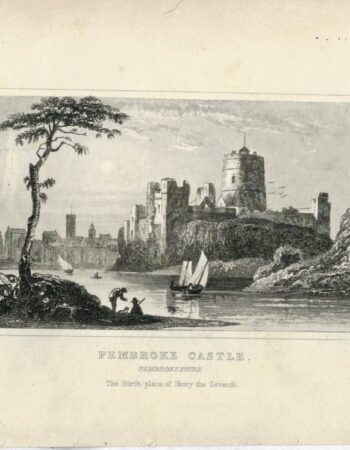 Antique Engraving Print, Pembroke Castle, 1840