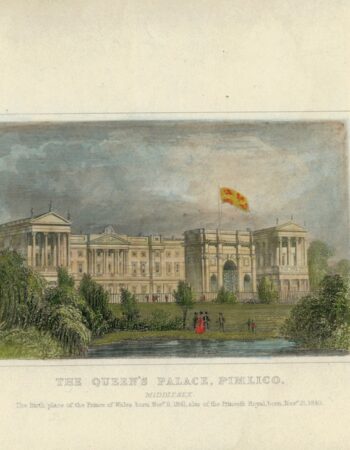 Antique Engraving Print, The Queen's Palace, Pimlico, 1841