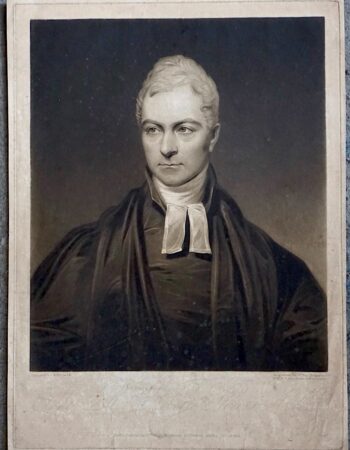 Rare Antique Engraving Print, Rev. Robert Stevens, by W. Say, 1877