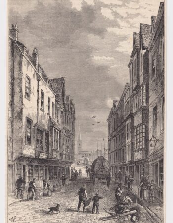 Antique Print, The Bridge-Foot, Southwark, 1880