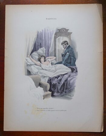 Antique Print, Madrigal, by Ferdinand Bac, 1890