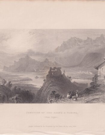 Antique Engraving print, Junction of the Rhine & Tamina, 1836
