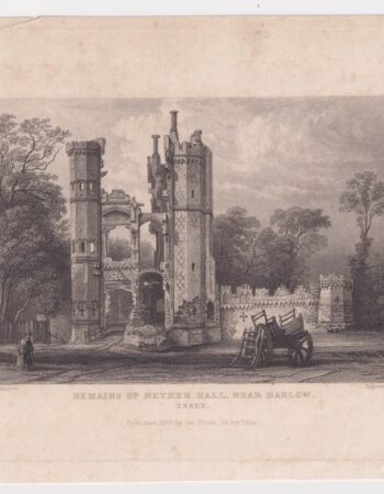 Antique Engraving Print, Remains of Nether Hall, Near Harlow, 1833