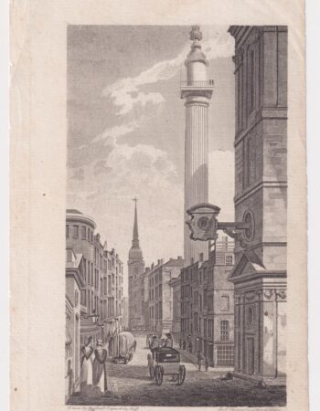 Antique Engraving Print, Fish Street Hill, 1807