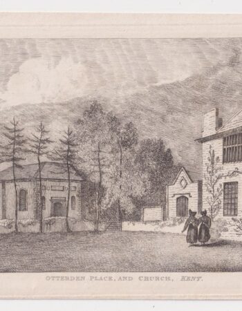 Antique Engraving Print, Otterden Place, and CHurch, Kent, 1832