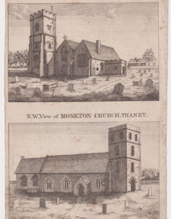 Antique Engraving Print, ST. Peter and Monkton Church, 1809
