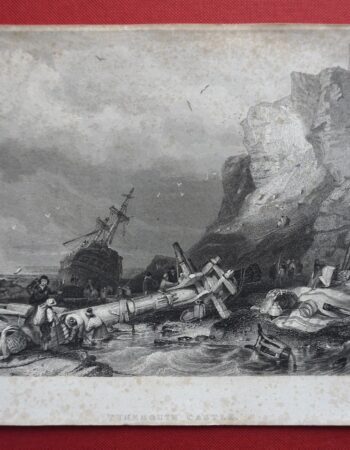 Antique Engraving Print, Tynemouth Castle, 1840