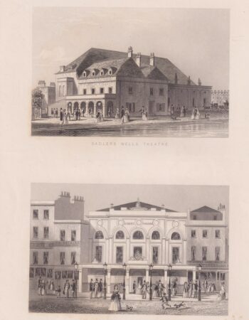 Antique Engraving Print, Sadlers Wells-Theatre; Surrey Theatre, 1850 ca.
