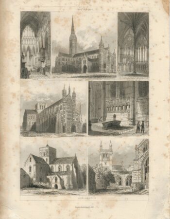 Antique Engraving Print, Salisbury, Winchester, 1851