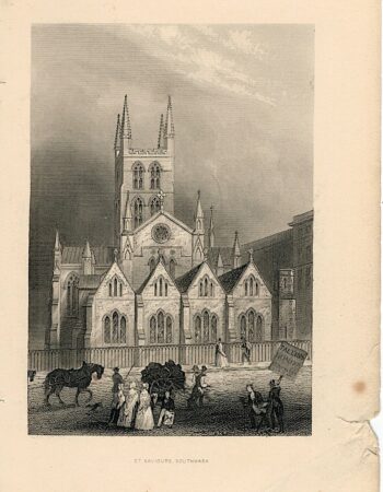 Antique Engraving Print, St. Saviour's Church, Surrey, 1815
