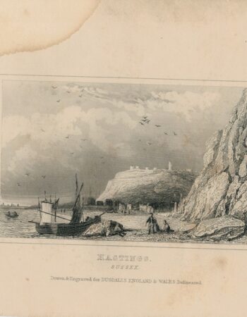Antique Engraving Print, Hastings, Sussex, 1840