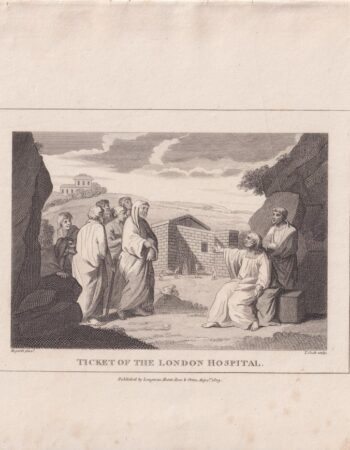 Antique Engraving Print, Ticket the London Hospital, 1809