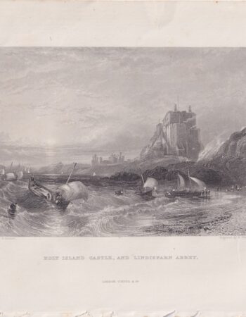 Antique Print, Holy Island Castle, 1860 ca.