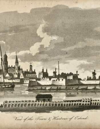 Antique Engraving Print, View of the Town & Harbour of Ostend, 1770