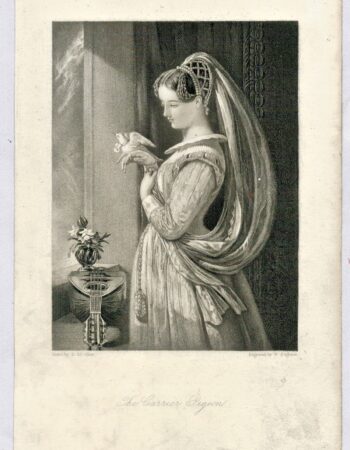 Antique Engraving Print, The Carrier Pigeon, 1835