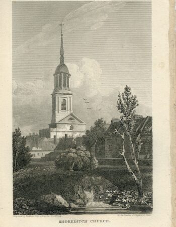 Antique Engraving Print, Shoreditch Church, 1816