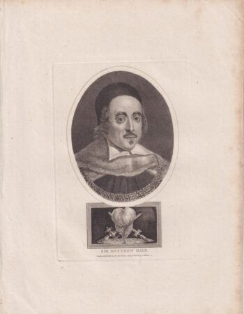Antique Engraving Print, Sir Matthew Hale, 1808