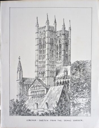 Antique Print, Lincoln, Sketch from the Dean's Garden, 1873