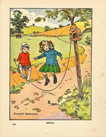 Rare Vintage Print, Skipping, by Stuart Barker, 1917